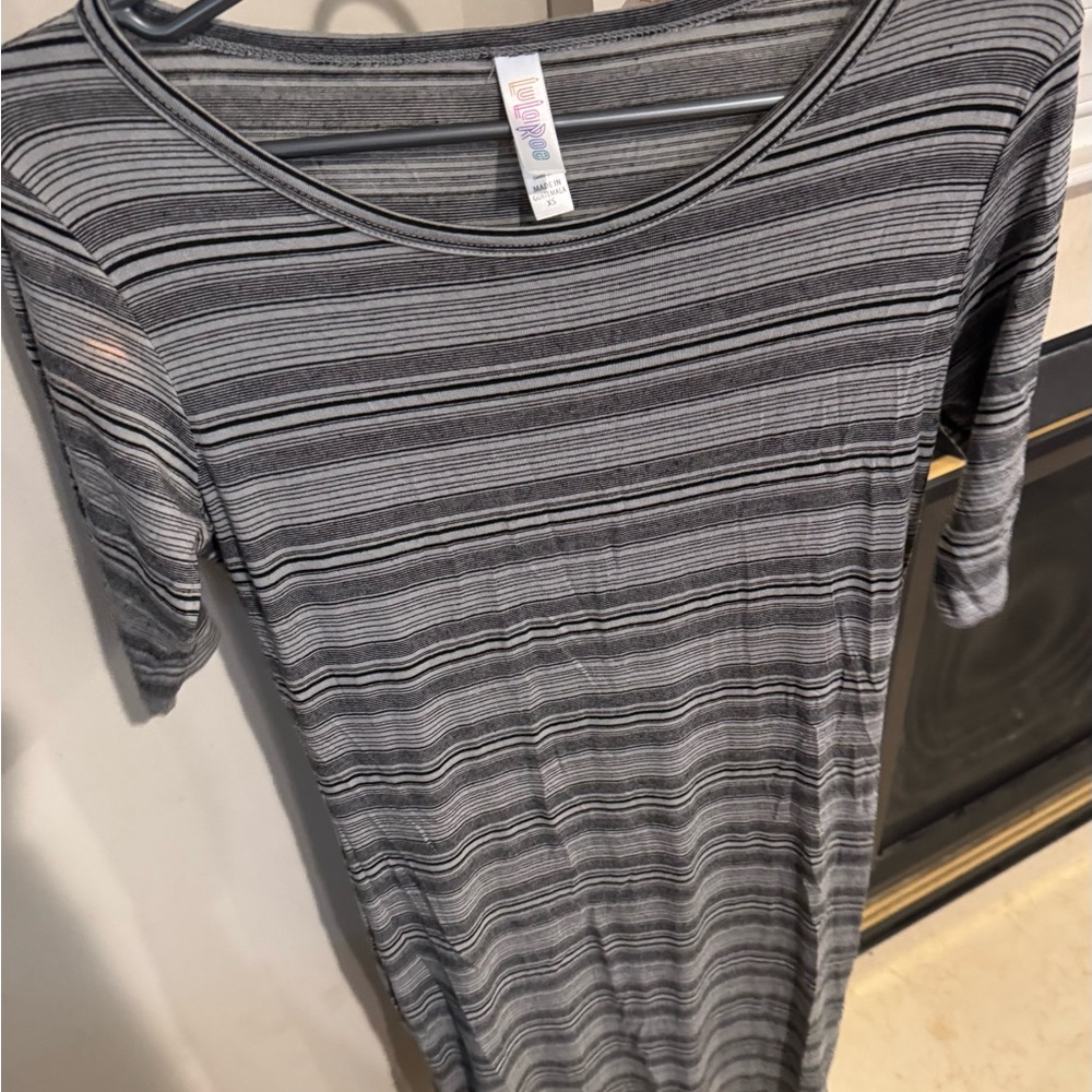 Lularoe women's Julia dress, gray striped, xs